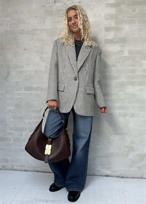 Striped oversized wool blazer Black/Powder Stripe Stella Nova 